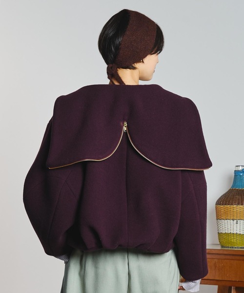 mici(ミチ)の「mici/SHORT HOODED JACKET(その他アウター・レディース・ネイビー/バーガンディー・M/S)」の5枚目の写真