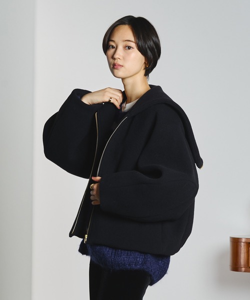 mici(ミチ)の「mici/SHORT HOODED JACKET(その他アウター・レディース・ネイビー/バーガンディー・M/S)」の14枚目の写真