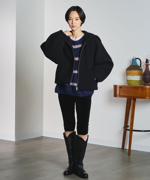 mici(ミチ)の「mici/SHORT HOODED JACKET(その他アウター・レディース・ネイビー/バーガンディー・M/S)」の16枚目の写真