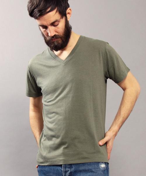 BEAUTY&YOUTH UNITED ARROWS（ビューティーアンドユースユナイテッドアローズ）の「BY ∴ トライブレンド Vネック Tシャツ◆（Tシャツ/カットソー・メンズ・グレー/オリーブ/コバルトブルー/ホワイト/ブラック・MEDIUM/SMALL/LARGE）」の4枚目の写真
