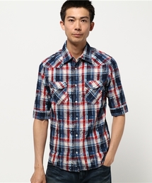 VENCEEXCHANGE | ボタニカルジャガードチェック5分袖シャツ(シャツ/ブラウス)