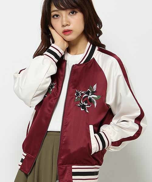 VENCEEXCHANGE(ヴァンスエクスチェンジ)の「刺繍スカジャン (スカジャン・レディース・ダークグリーン/ワインレッド/ブラック・MEDIUM)」の3枚目の写真