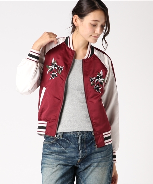 VENCEEXCHANGE(ヴァンスエクスチェンジ)の「刺繍スカジャン (スカジャン・レディース・ダークグリーン/ワインレッド/ブラック・MEDIUM)」の14枚目の写真