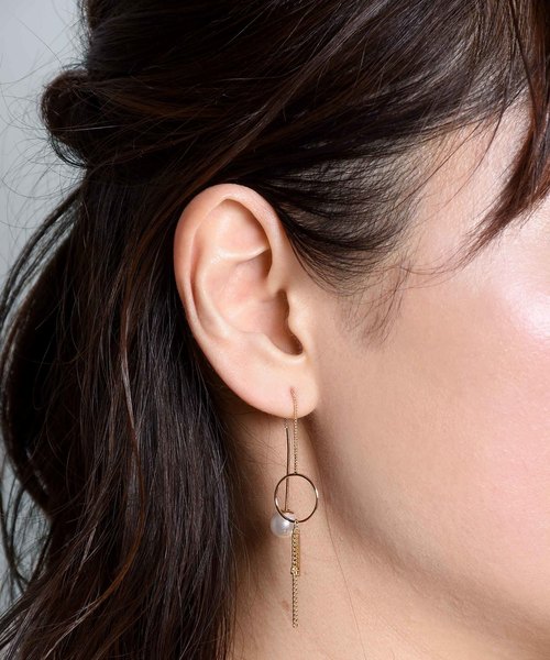 PLAIN CLOTHING（プレーンクロージング）の「リング×チェーンピアス【PLAIN CLOTHING】（ピアス（両耳用）・レディース・ゴールド/シルバー・FREE）」の7枚目の写真