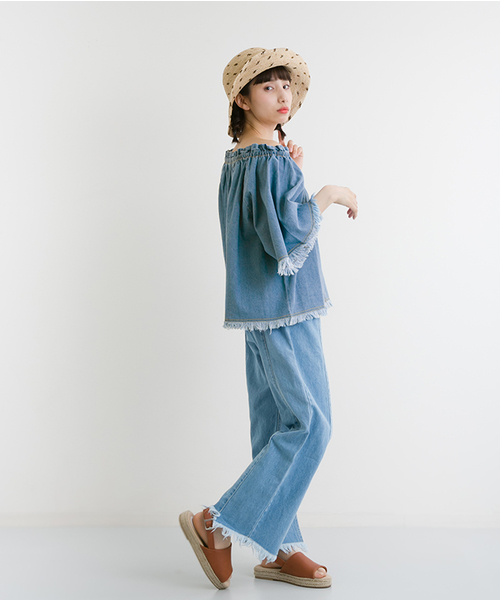MERLOT（メルロー）の「デニムフリンジオフショルダーブラウス605-8527（シャツ/ブラウス・レディース・ブルー/ライトブルー・FREE）」の17枚目の写真