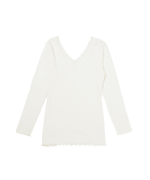 laboratory work(ラボラトリーワーク)の「コットンリブレース8分袖(Tシャツ/カットソー・レディース・グレー系その他/ブラック/ホワイト・MEDIUM)」の2枚目の写真