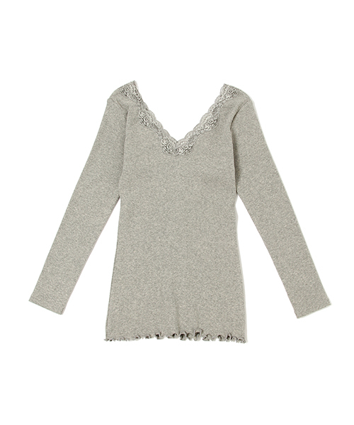 laboratory work(ラボラトリーワーク)の「コットンリブレース8分袖(Tシャツ/カットソー・レディース・グレー系その他/ブラック/ホワイト・MEDIUM)」の10枚目の写真