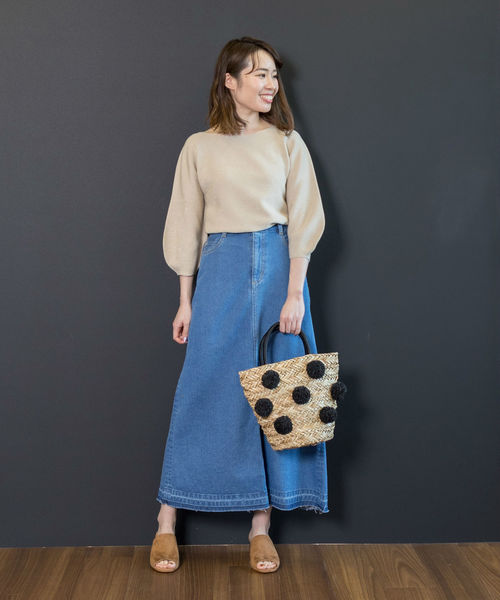 NATURAL BEAUTY BASIC（ナチュラルビューティーベーシック）の「◆［MADE IN JAPAN］ラメホールガーメントニット（ニット/セーター・レディース・ホワイト系その他/ベージュ/パープル・MEDIUM）」の4枚目の写真