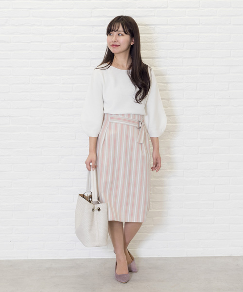 NATURAL BEAUTY BASIC（ナチュラルビューティーベーシック）の「◆［MADE IN JAPAN］ラメホールガーメントニット（ニット/セーター・レディース・ホワイト系その他/ベージュ/パープル・MEDIUM）」の6枚目の写真