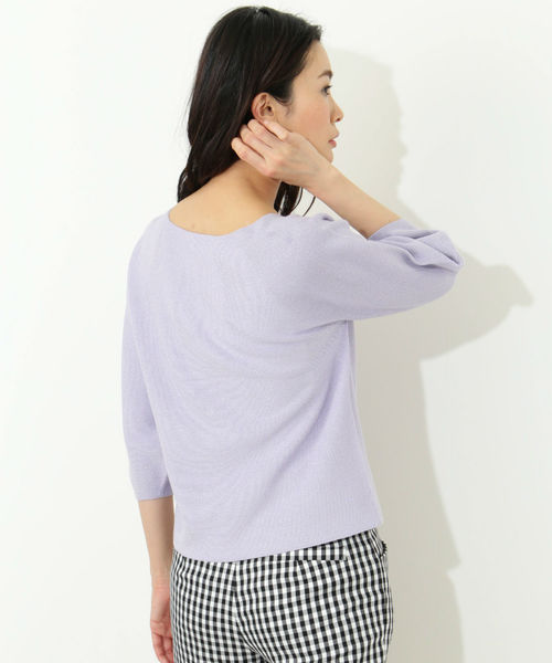 NATURAL BEAUTY BASIC（ナチュラルビューティーベーシック）の「◆［MADE IN JAPAN］ラメホールガーメントニット（ニット/セーター・レディース・ホワイト系その他/ベージュ/パープル・MEDIUM）」の8枚目の写真