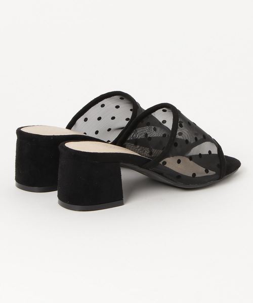 KOBE LETTUCE（コウベレタス）の「ドットチュールチャンキーヒールサボサンダル/レディースシューズ/靴/クリア/スリッパサンダル[I1532]（サンダル・レディース・シルバー/ホワイト/ブラック・L/LL/M/S）」の4枚目の写真