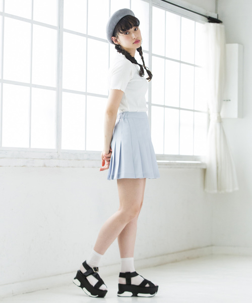 WEGO（ウィゴー）の「WEGO/プリーツミニスカート（スカート・レディース・ホワイト/ブラック/サックスブルー/ピンク・MEDIUM/SMALL）」の9枚目の写真