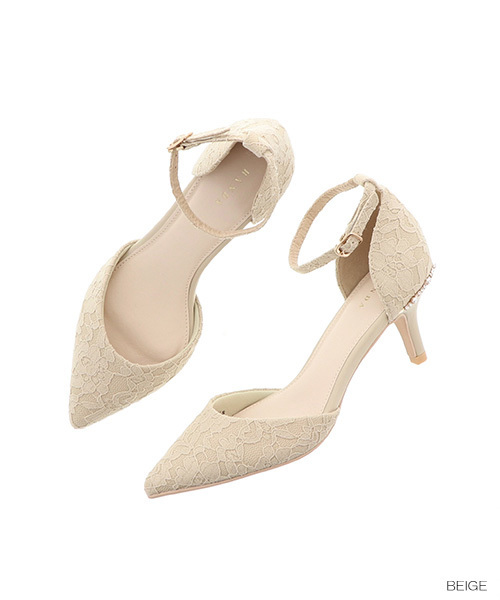 RANDA(ランダ)の「ビジュー×パールレースセパレートパンプス(パンプス・レディース・ブラック/ベージュ/ネイビー・LL/SS/S/M/L)」の3枚目の写真