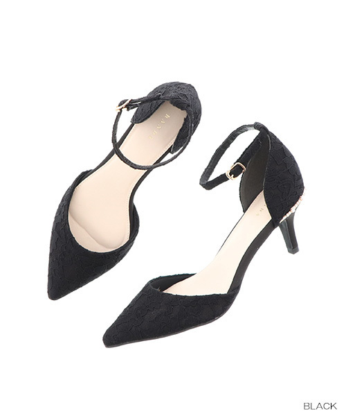 RANDA(ランダ)の「ビジュー×パールレースセパレートパンプス(パンプス・レディース・ブラック/ベージュ/ネイビー・LL/SS/S/M/L)」の2枚目の写真