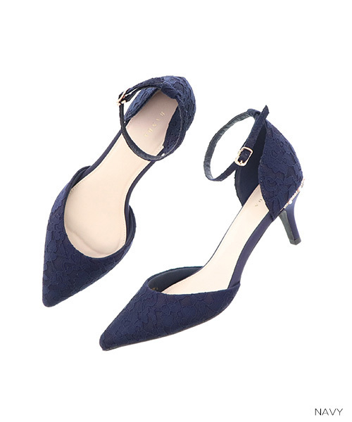 RANDA(ランダ)の「ビジュー×パールレースセパレートパンプス(パンプス・レディース・ブラック/ベージュ/ネイビー・LL/SS/S/M/L)」の4枚目の写真