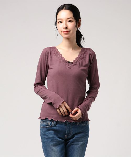 archives（アルシーヴ）の「衿レース伸ばしメロープルオーバー（Tシャツ/カットソー・レディース・ブラック/グレー/ベージュ/ピンク系その他/オフホワイト/ブラウン・MEDIUM）」の6枚目の写真