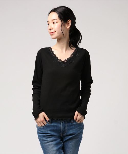 archives（アルシーヴ）の「衿レース伸ばしメロープルオーバー（Tシャツ/カットソー・レディース・ブラック/グレー/ベージュ/ピンク系その他/オフホワイト/ブラウン・MEDIUM）」の3枚目の写真