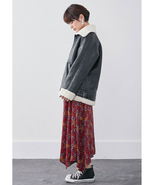 MEDE19F（メデジュウキュウ）の「ＭＥＤＥ１９Ｆ　フェイクムートンのＢ－３ジャケット/ボアコート（その他アウター・レディース・ブラック・MEDIUM/LARGE/X-LARGE）」の3枚目の写真