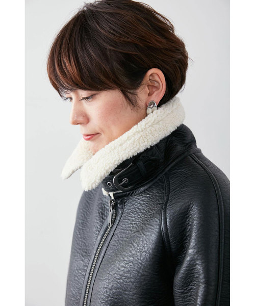 MEDE19F（メデジュウキュウ）の「ＭＥＤＥ１９Ｆ　フェイクムートンのＢ－３ジャケット/ボアコート（その他アウター・レディース・ブラック・MEDIUM/LARGE/X-LARGE）」の13枚目の写真