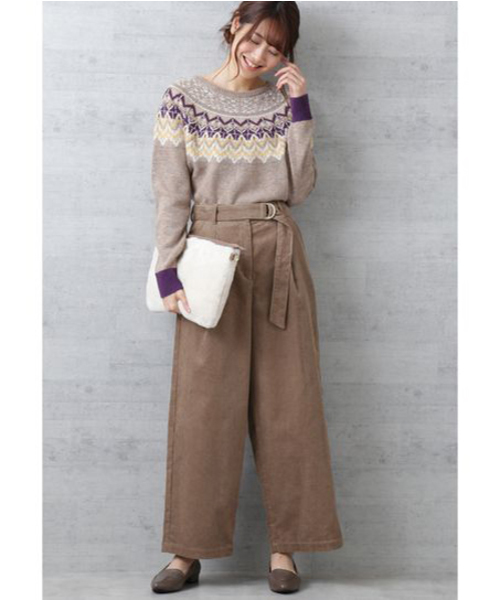 NATURAL BEAUTY BASIC（ナチュラルビューティーベーシック）の「【otonaMUSE 12月号掲載】コーデュロイワイドパンツ（その他パンツ・レディース・オフホワイト/キャメル・MEDIUM/SMALL）」の16枚目の写真