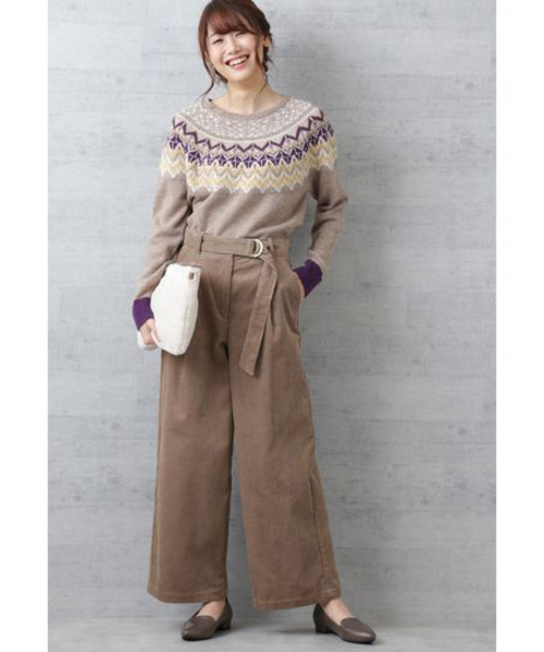 NATURAL BEAUTY BASIC（ナチュラルビューティーベーシック）の「【otonaMUSE 12月号掲載】コーデュロイワイドパンツ（その他パンツ・レディース・オフホワイト/キャメル・MEDIUM/SMALL）」の9枚目の写真