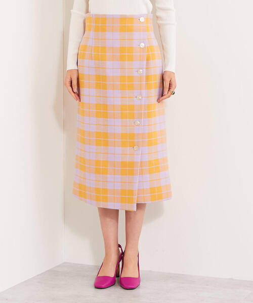 EMMEL REFINES（エメルリファインズ）の「【EMMEL REFINES】SMF T/C チェック ラップライクスカート（スカート・レディース・ライラック/ブラック・XS/M/S）」の6枚目の写真