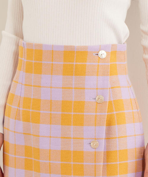 EMMEL REFINES（エメルリファインズ）の「【EMMEL REFINES】SMF T/C チェック ラップライクスカート（スカート・レディース・ライラック/ブラック・XS/M/S）」の9枚目の写真