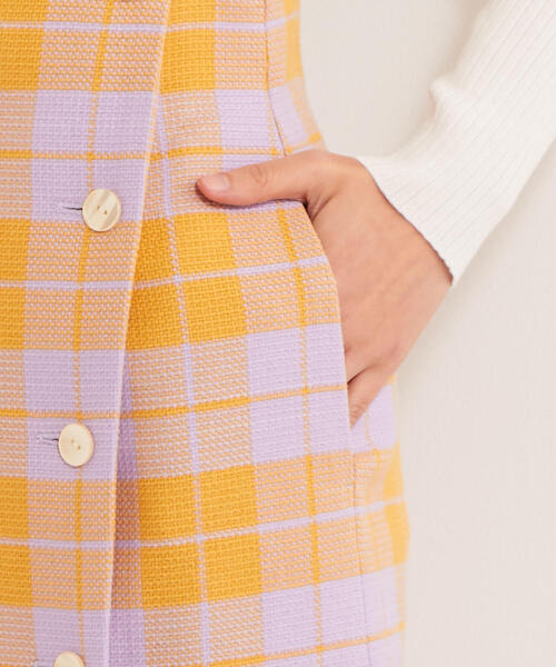 EMMEL REFINES（エメルリファインズ）の「【EMMEL REFINES】SMF T/C チェック ラップライクスカート（スカート・レディース・ライラック/ブラック・XS/M/S）」の10枚目の写真