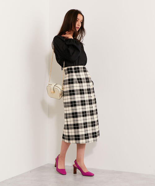 EMMEL REFINES（エメルリファインズ）の「【EMMEL REFINES】SMF T/C チェック ラップライクスカート（スカート・レディース・ライラック/ブラック・XS/M/S）」の15枚目の写真