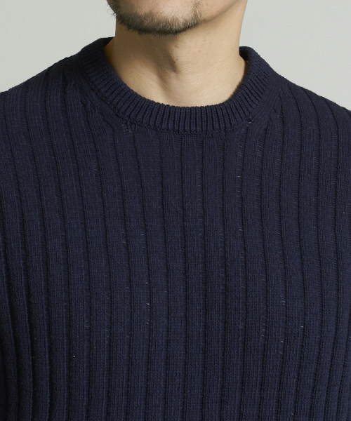 DESIGNWORKS(デザインワークス)の「インポート糸クルーネックニット(ニット/セーター・メンズ・ベージュ/ダークネイビー・S/M/L)」の13枚目の写真
