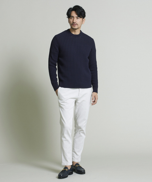 DESIGNWORKS(デザインワークス)の「インポート糸クルーネックニット(ニット/セーター・メンズ・ベージュ/ダークネイビー・S/M/L)」の17枚目の写真