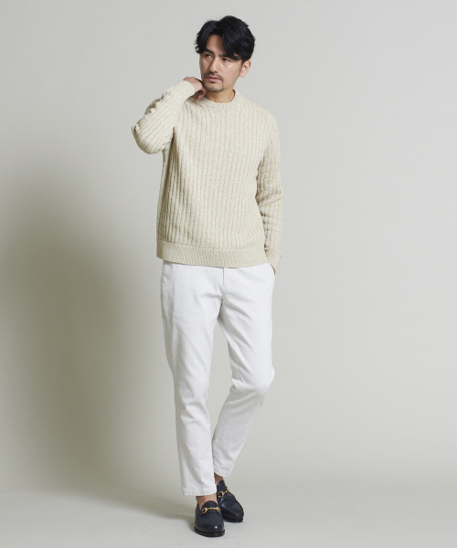 DESIGNWORKS(デザインワークス)の「インポート糸クルーネックニット(ニット/セーター・メンズ・ベージュ/ダークネイビー・S/M/L)」の20枚目の写真
