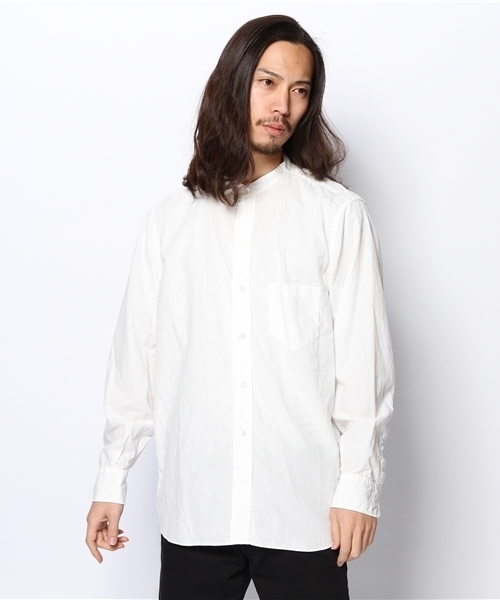 AMERICAN RAG CIE（アメリカンラグシー）の「AMERICAN RAG CIE スタンドカラーロングシャツ 107-ANB-M141-SH001（シャツ/ブラウス・メンズ・ネイビー/ホワイト・2/1）」の2枚目の写真