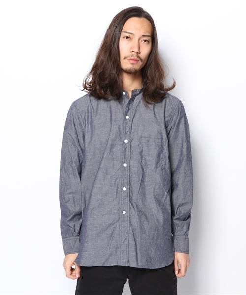 AMERICAN RAG CIE（アメリカンラグシー）の「AMERICAN RAG CIE スタンドカラーロングシャツ 107-ANB-M141-SH001（シャツ/ブラウス・メンズ・ネイビー/ホワイト・2/1）」の3枚目の写真