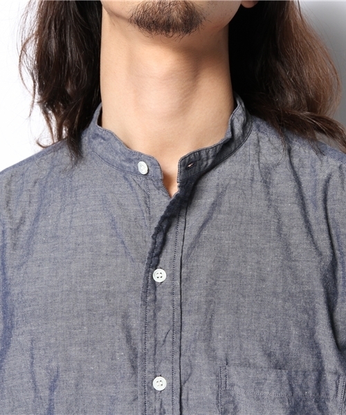 AMERICAN RAG CIE（アメリカンラグシー）の「AMERICAN RAG CIE スタンドカラーロングシャツ 107-ANB-M141-SH001（シャツ/ブラウス・メンズ・ネイビー/ホワイト・2/1）」の6枚目の写真