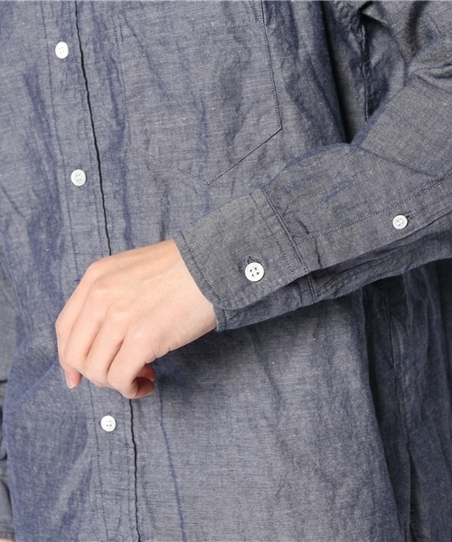 AMERICAN RAG CIE（アメリカンラグシー）の「AMERICAN RAG CIE スタンドカラーロングシャツ 107-ANB-M141-SH001（シャツ/ブラウス・メンズ・ネイビー/ホワイト・2/1）」の7枚目の写真