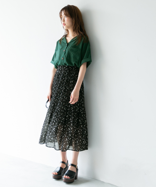 Heather（ヘザー）の「シフォンハナガラプリーツスカート　833121（スカート・レディース・ホワイト系その他/ブラック系その他/ブルー系その他・FREE）」の12枚目の写真