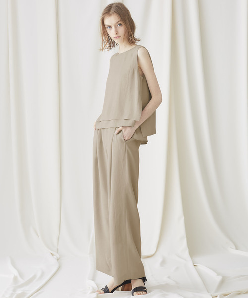 STUDIOUS(ステュディオス)の「【STUDIOUS】リネンライク サイドスリット セットアップワイドパンツ(その他パンツ・レディース・ブラック/ベージュ/ライトカーキ・1/0)」の7枚目の写真