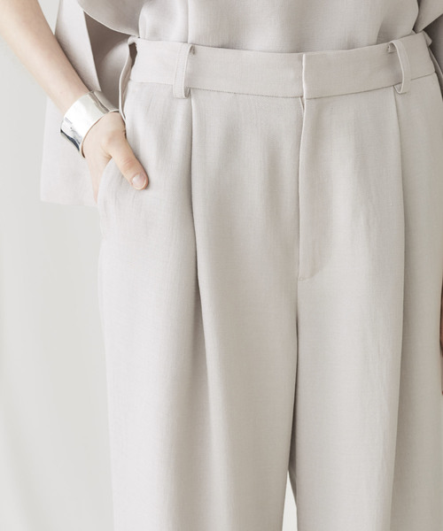 STUDIOUS(ステュディオス)の「【STUDIOUS】リネンライク サイドスリット セットアップワイドパンツ(その他パンツ・レディース・ブラック/ベージュ/ライトカーキ・1/0)」の4枚目の写真