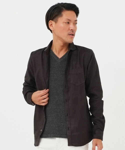 GOSTAR DE FUGA(ゴスタール ジフーガ)の「スエードスタンドカラーシャツ(シャツ/ブラウス・メンズ・ブラック/ベージュ/グレー・M/L)」の6枚目の写真