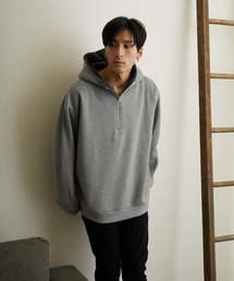 【Bl】【ISLAND PEAK】パイル裏起毛ハーフZIPハイネックパーカー