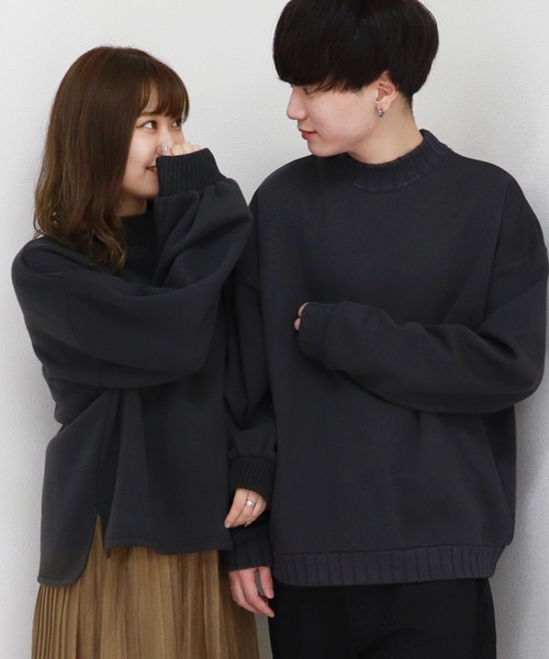 PairPair(ペアペア)の「リブ付きハイネックプルオーバー(スウェット・レディース・ブラック/ベージュ/アイボリー/モカ/ブラウン系その他/ライトグリーン/スモークピンク・FREE)」の1枚目の写真