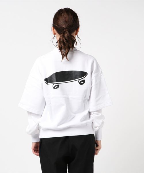 VANS(バンズ)の「VANS/バンズ VA19FW-GC03 レイヤードトレーナー(スウェット・レディース・ホワイト/ブラック/レッド・S/M)」の6枚目の写真