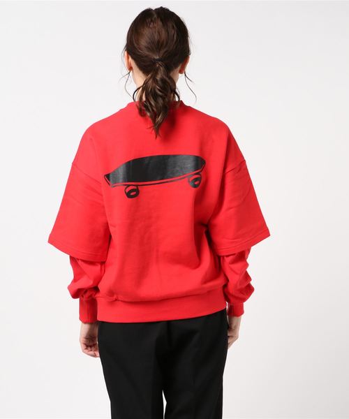 VANS(バンズ)の「VANS/バンズ VA19FW-GC03 レイヤードトレーナー(スウェット・レディース・ホワイト/ブラック/レッド・S/M)」の4枚目の写真