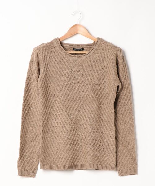 NO WAY（ノーウェイ）の「/Bling Leads/ダイヤ柄ニット（ニット/セーター・レディース・杢グレー/ブラック/ブラック系その他/カーキ/ベージュ/パープル/ホワイト/レッド・MEDIUM/LARGE）」の5枚目の写真