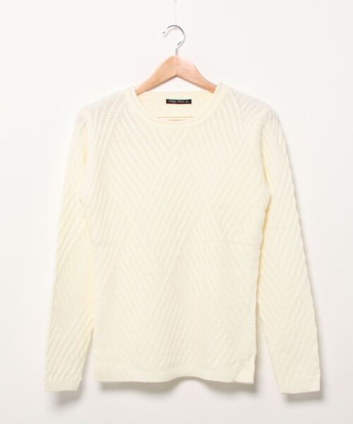 NO WAY（ノーウェイ）の「/Bling Leads/ダイヤ柄ニット（ニット/セーター・レディース・杢グレー/ブラック/ブラック系その他/カーキ/ベージュ/パープル/ホワイト/レッド・MEDIUM/LARGE）」の2枚目の写真