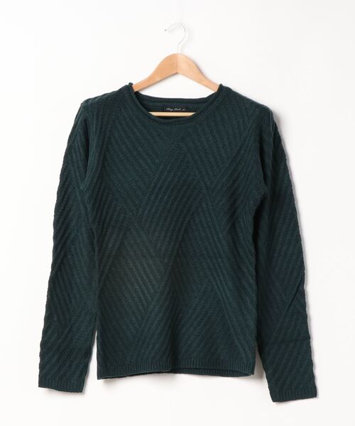 NO WAY（ノーウェイ）の「/Bling Leads/ダイヤ柄ニット（ニット/セーター・レディース・杢グレー/ブラック/ブラック系その他/カーキ/ベージュ/パープル/ホワイト/レッド・MEDIUM/LARGE）」の6枚目の写真