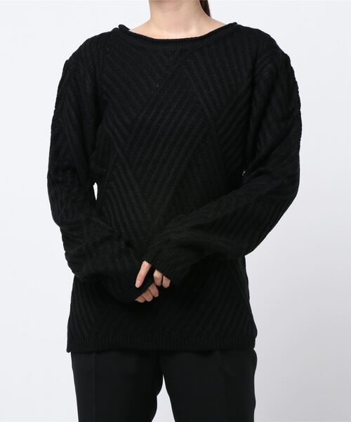 NO WAY（ノーウェイ）の「/Bling Leads/ダイヤ柄ニット（ニット/セーター・レディース・杢グレー/ブラック/ブラック系その他/カーキ/ベージュ/パープル/ホワイト/レッド・MEDIUM/LARGE）」の3枚目の写真