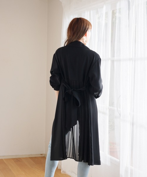 LIPSERVICE（リップサービス）の「バックプリーツシアーロングシャツ（シャツ/ブラウス・レディース・ブラック/ミント/ライトベージュ・FREE）」の5枚目の写真