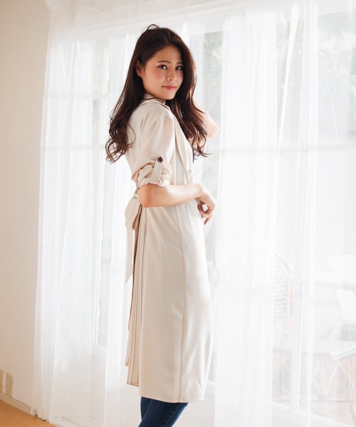 LIPSERVICE（リップサービス）の「バックプリーツシアーロングシャツ（シャツ/ブラウス・レディース・ブラック/ミント/ライトベージュ・FREE）」の8枚目の写真